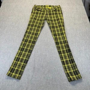 TRIPP NYC Pants Junior 7 Yellow Plaid Stretch Skinny Gothic Punk Daang Goodman - Picture 1 of 11