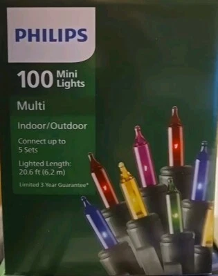 Philips 100 Multi Mini Lights Indoor/Outdoor 20.6ft-Green Wire - Image 1 of 3