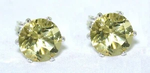 8mm Round Citrine Gemstone Gem Stone Sterling Silver Earrings PSE56 - Picture 1 of 2