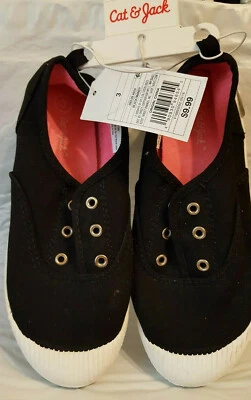 Girls Black Slip On Mandy Sneakers Size 3 - Image 1 of 4