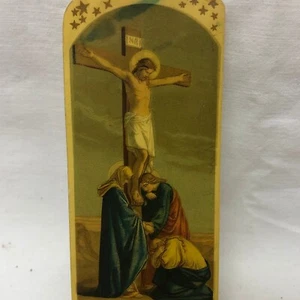 Zelluloid Lesezeichen religiös christlich 5 Zoll Vintage 1913 Jesus am Kreuz - Bild 1 von 11