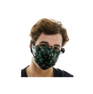 Cyberpunk Oni Half Mask - Light Up - Black/Green - Costume Accessory - One Size - Picture 1 of 4