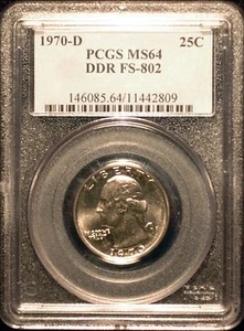 1970-D Washington Quarter - Double Die - DDR FS-802 PCGS MS64 Free Shipping! - Picture 1 of 2