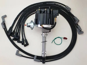 CHEVY CORVETTE BLACK TACH DRIVE HEI DISTRIBUTOR + 8.5mm PLUG WIRES under exhaust - Picture 1 of 2