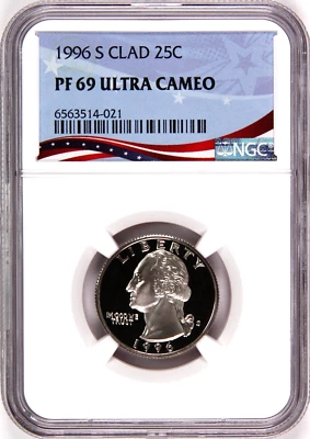 1996-S Washington Proof Quarter, Graded PF69UC by NGC * OSR Patriotic Label - Image 1 of 4