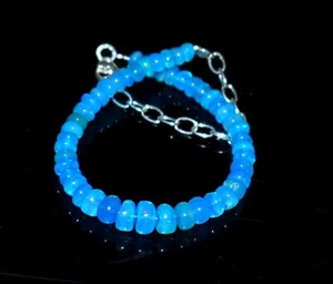 925 Sterlingsilber Natürlich Äthiopische Opal Edelstein Perlen 7 " Armband F2591