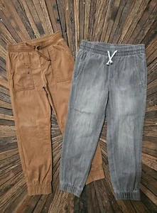 H & M Little Boys Black Jogger Jeans/ Jumping Beans Tan Joggers Size 5/6 , - Picture 1 of 5