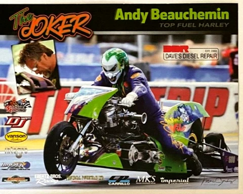 NHRA PRO STOCK HARLEY DAVIDSON ANDY BEAUCHEMIN DRAG RACING POSTCARD Cover
