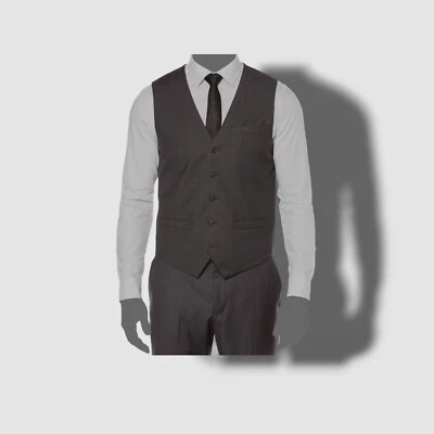 $79 Perry Ellis Portfolio Men's Gray Regular Fit Solid Suit Waistcoat Vest XS - Image 1 of 2