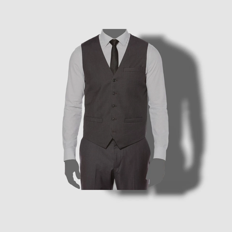 $79 Perry Ellis Portfolio Men's Gray Regular Fit Solid Suit Waistcoat Vest XS - Image 1 of 2
