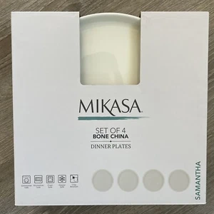 MIKASA Samantha White Bone China 10.5" Dinner Plates Set of 4 Brand New in Box - Picture 1 of 2