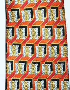ESCADA Floral Boxes Krawatte Krawatte Made in Italy 100% Seide Orange Unikat - Bild 1 von 3