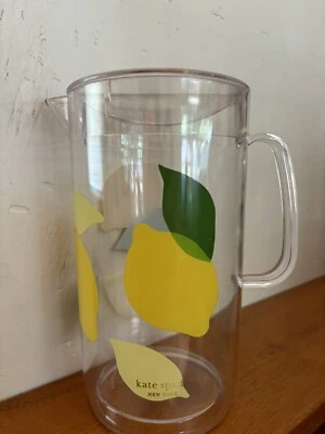 KATE SPADE Lemon Pitcher 58 oz & Stackable Pink 12 oz Tumbler Set Acrylic No Box Foto 1 de 4
