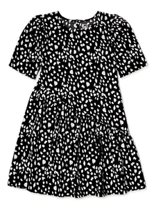 Vestido asimétrico para niñas Wonder Nation, negro, grande 10-12 - Imagen 1 de 3