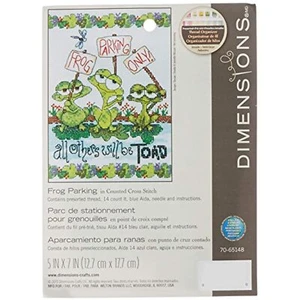 DIMENSIONS Frog Parking Mini Counted Cross Stitch for Beginners 5” x 7” - Picture 1 of 3