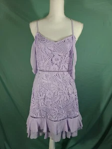 NWT Boohoo Boutique Harriet Lace Ruffle Mini Dress Lilac 8 - Picture 1 of 7