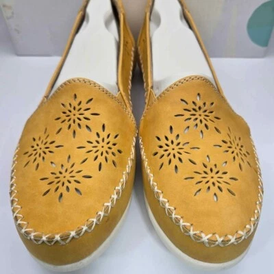 Nuevo en caja Earth Origins Loralei para mujer talla 9,5 W cuero nobuck dorado [T55] Foto 1 de 4