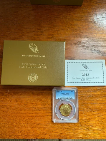 2013-W $10 Edith Wilson PCGS MS69 first Spouse gold coin 1CK Cover