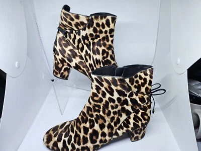 Tory Burch 10.5 M Laila Estampado Leopardo Pelo de becerro Botines Tacón 42164 Cremallera Foto 1 de 4