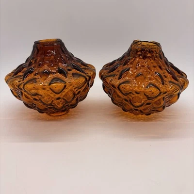Amber Hurricane VTG Tension 2 Lamp Replacements Quilted Glass Bottom Globe CHIP - Image 1 of 4