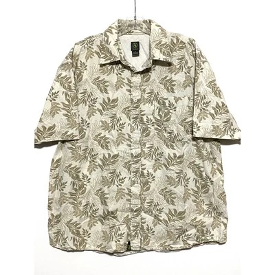 Aigle Hawaiian Tropical Leaves Floral Vines Vacation Button Shirt Cotton Mens XL - Image 1 of 4