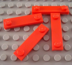LEGO Lot of 4 Red 1x4 Edge Stud Specialty Plate Pieces - Picture 1 of 1