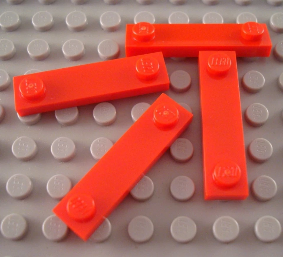 LEGO Lot of 4 Red 1x4 Edge Stud Specialty Plate Pieces - Image 1 of 1
