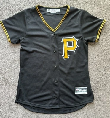 Majestic Pittsburgh Pirates Jersey Black Women’s Small Cool Base Short Sleeve - Image 1 of 4