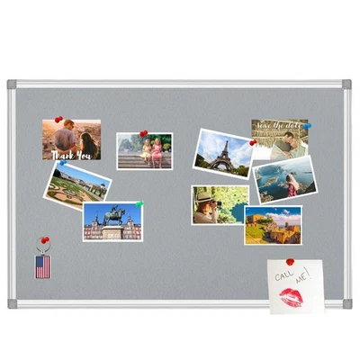 Bulletin Board Frame Wall Mounted Felt Board 36x24 inches Wall Cork Board Gra... - Image 1 of 4