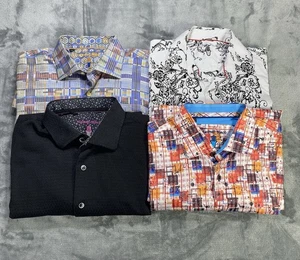 Luchiano Visconti Black Mens Shirt Sz L Button Down Multicolor Abstract Lot of 4 - Picture 1 of 11