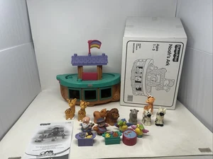 2002 LITTLE PEOPLE NOAH'S ARK SHIP w/ NOAH, WIFE, FLAG, 8 ANIMALS & EXTRAS - Picture 1 of 16