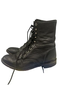 Justin Boots Paddock Western Lace Up Black Leather #506 Womens 9 B - Picture 1 of 9