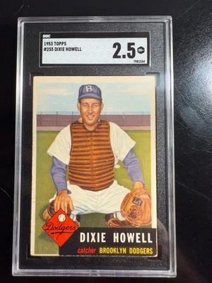 1953 Topps #255 Dixie Howell Dodgers SGC 2.5 - Image 1 of 2
