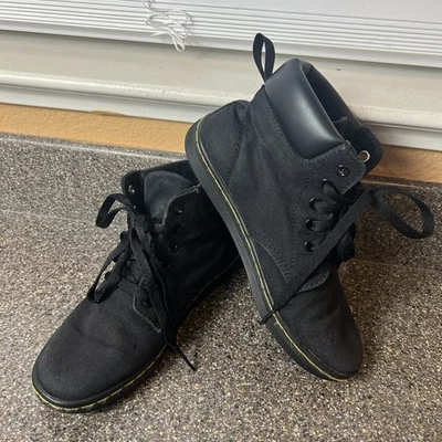 Zapatos deportivos Dr. Martens de caña alta de lona negra para mujer talla 6 con cordones MAELLY Foto 1 de 4