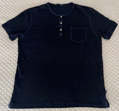 Camiseta John Varvatos Rex Henley Para Hombre Azul Oscuro Manga Corta Vintage Lavado Talla XL Foto 1 de 4