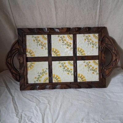 Serving Tray Hand Carved  - Image 1 of 4