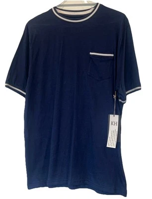 针织 Heritage 口袋 T 恤男式大号蓝色短袖  — 第 1/4 张图片