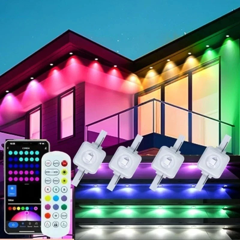 500FT Smart RGB Eave Lights App Remote IP67 Permanent Outdoor LED String Lights - Image 1 of 4