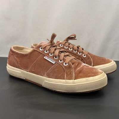 Superga женщин румяна розовый бархат кроссовки Fantasia коллекции размер 10 б/у - Изображение 1 из 4