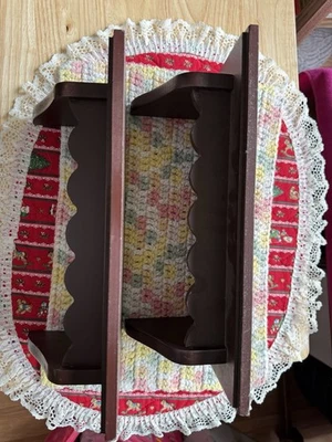 Two Scalloped Edge Plate Shelves Wall Hanging - Image 1 of 3