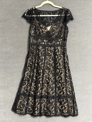 Ann Taylor Loft Dress 6 Petite Black Lace Sheath Cocktail Romantic Fairy Goth - Image 1 of 4