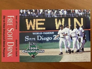 1998 San Diego Padres N.L. Champions Free Drink Card Dry-er Friar SCARCE Minty - Picture 1 of 4