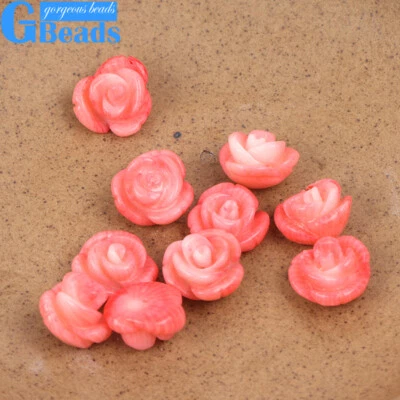 Pendiente medio perforado cuentas de coral flor rosa cuentas para hacer joyas al por mayor Foto 1 de 4