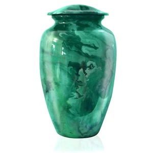 Cremation Urn for Adult Ashes Forever Lane Hand-Painted Large Marble Green Urn - Picture 1 of 7