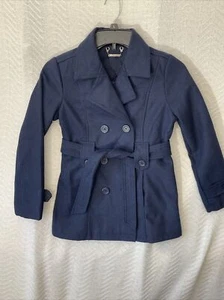 JOU JOU Trenchcoat Mädchen dunkelblau Wolle zweireihig M - Bild 1 von 15