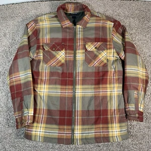 Burton Brighton Plaid Shacket Mens Medium Red black lined winter snow Flannel - Picture 1 of 11