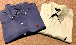Dos pares de camisas Ralph Lauren Blake abotonadas XL Lgt verde azul manga larga - Imagen 1 de 6