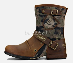 Botas vaqueras occidentales clásicas duraderas con punta redonda bordadas para hombre~ - Imagen 1 de 17