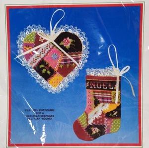 Vintage Dimensions Ornament Kit Victorian Crazy Quilt Cottagecore Christmas - Picture 1 of 4
