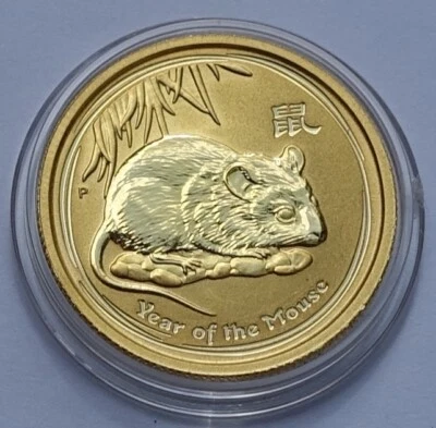 2008 Australia 1/4 Oz Gold Coin Lunar II Year of the Mouse BU $25 Rat Key Date - Image 1 of 4